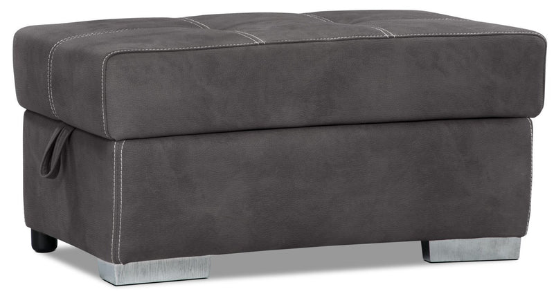 Drake 3-Piece Right-Facing Faux Suede Fabric Sleeper Sectional with Storage Ottoman - Cement Grey