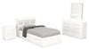 Riley Mates Bed 6pc Set with Bookcase Headboard, Dresser, Mirror & Nightstand, White - Twin Size
