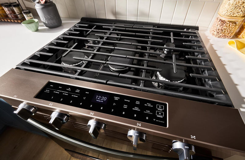 Whirlpool 5 Cu. Ft. Gas Range with Air Fry and WipeClean™ Coating - Black Stainless Steel - WSGS7530RV
