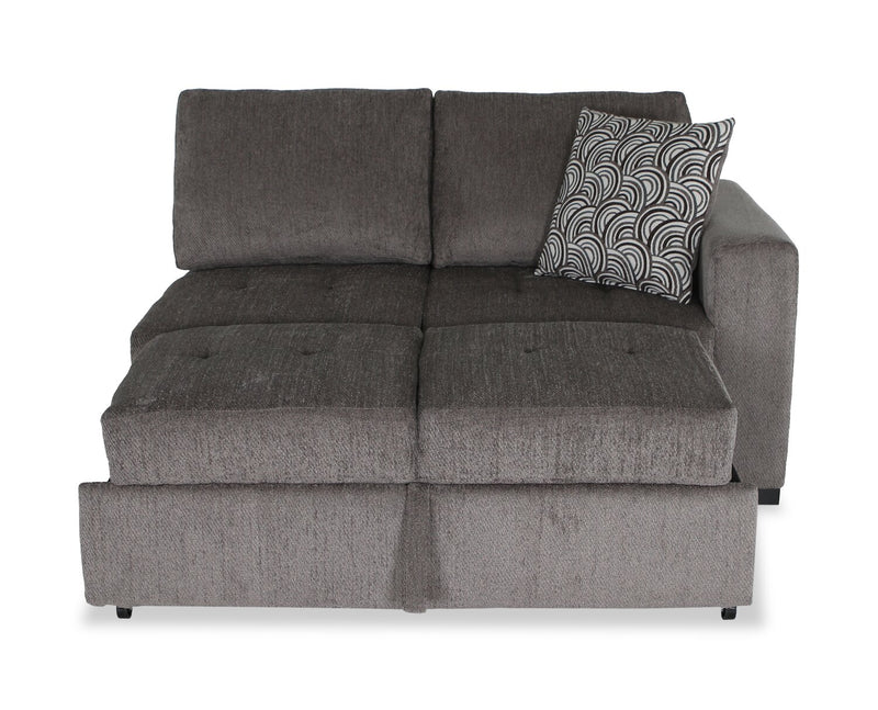 Made in Canada Legend 2-Piece Left-Facing Chenille Fabric Cuddler Sleeper Sectional - Pewter Brown