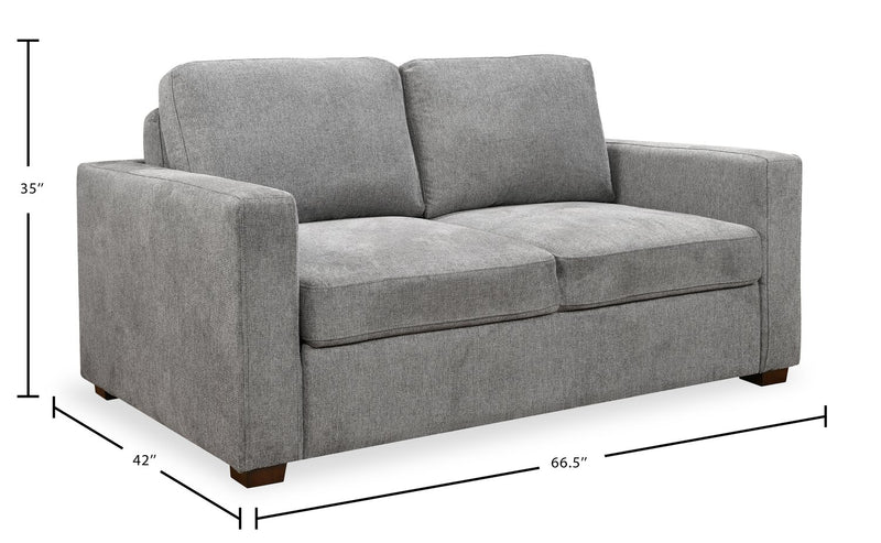 Drift 66.5\" Linen-Look Fabric Sleeper Sofa with Track Arms - Grey