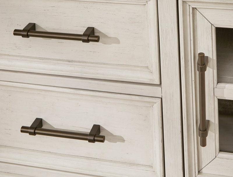 Quill Dining Server with Storage & Drawers, 56\"W - Antique White & Brown