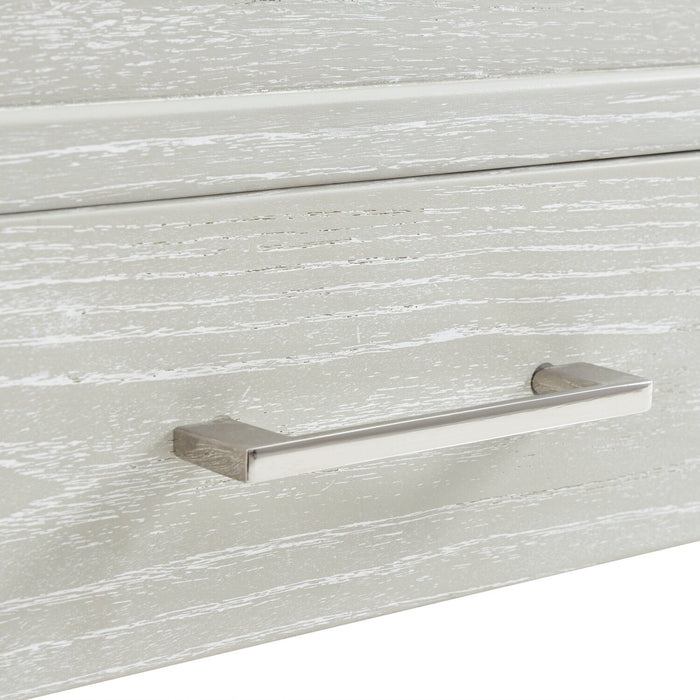 Vida 19” Solid Wood Chairside Table with Storage, Shelf, Lighting and USB - Sand