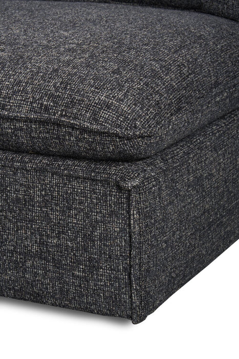 Fusion Modular 5-Piece Charcoal Grey Chenille Fabric Armless Sectional with Removable Feather Down Back Cushions