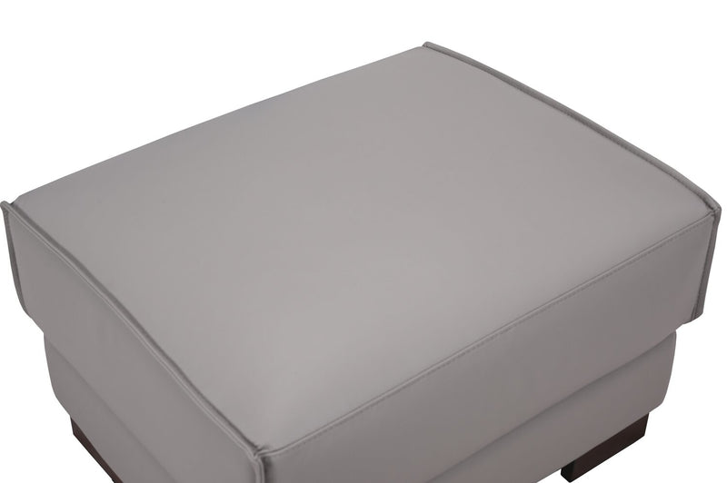 Citadel 28\" Top-Grain Genuine Leather Ottoman with Wood Legs - Grey