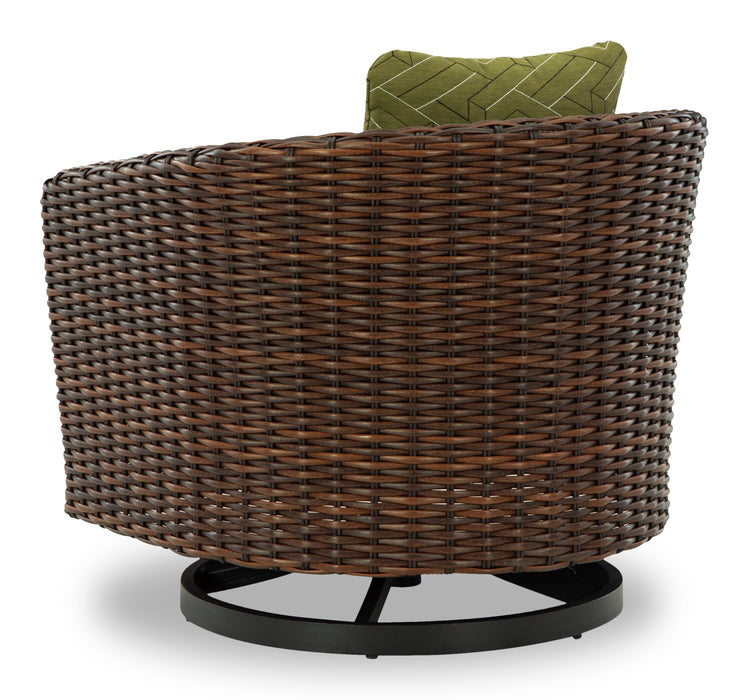 Tofino Outdoor Patio Swivel Chair - Resin Wicker, UV & Weather Resistant - Green/Brown/Black