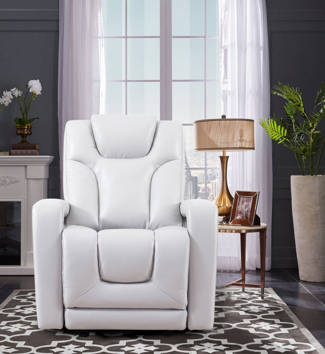 Kenzo 35\" Leather-Look Fabric Power Gliding Reclining Chair with Power Headrest, Footrest and USB Port - Fog Grey