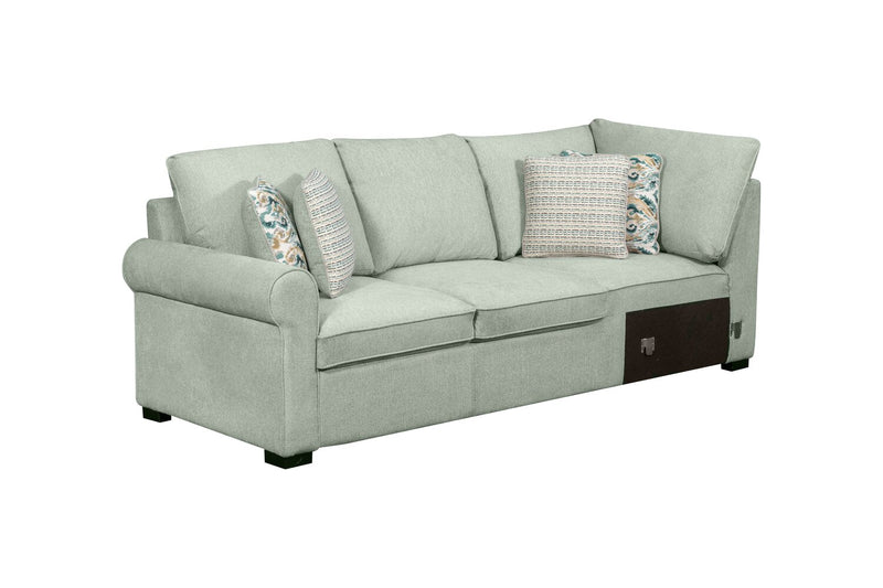Scott Living Haven 3-Piece Right-Facing Chenille Fabric Cuddler Sleeper Sectional - Seafoam Blue
