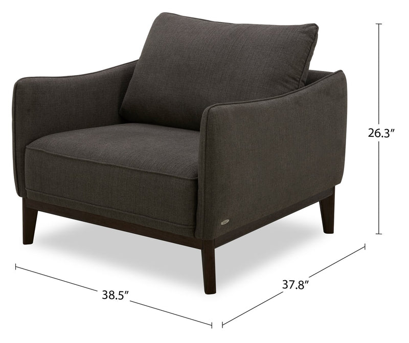 Cindy Crawford Home Gena 38.5\" Linen-Look Fabric Chair with Removable Back Cushion - Charcoal Grey