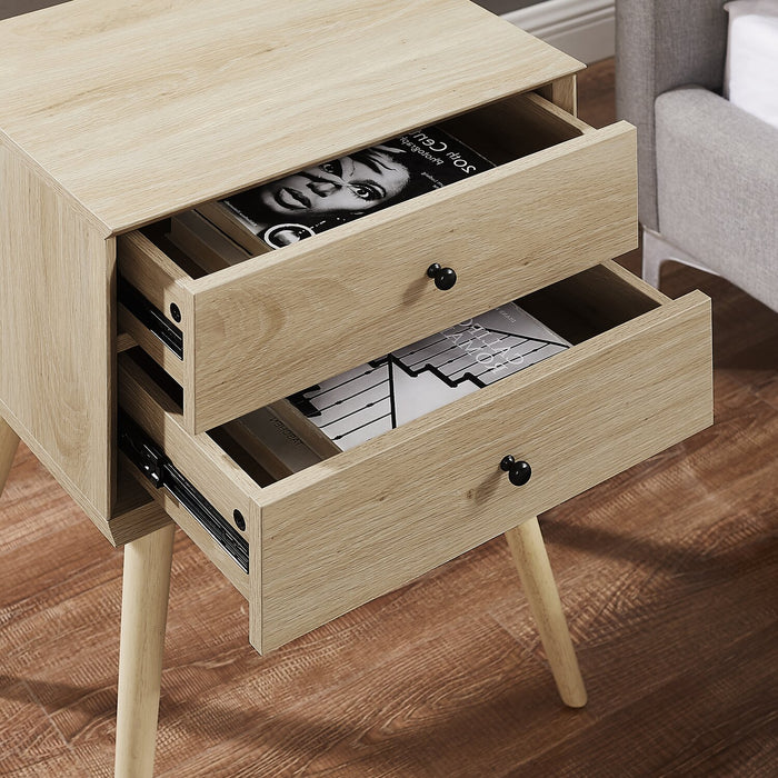 Mori Bedside 2-Drawer Nightstand, 18\"W x 25.75\"H - Natural