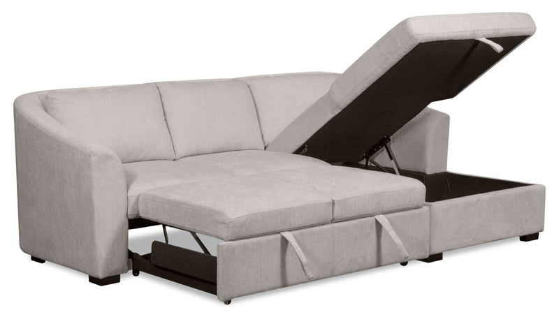 Envy 2-Piece Right-Facing Chenille Fabric Sleeper Sectional with Storage Chaise - Fog Grey
