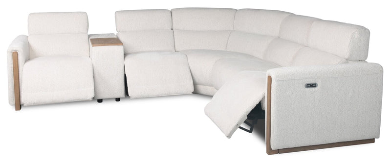 Sable Modular 6-Piece Chenille Fabric Power Reclining Sectional with Power Headrests and USB Port - Alabaster White