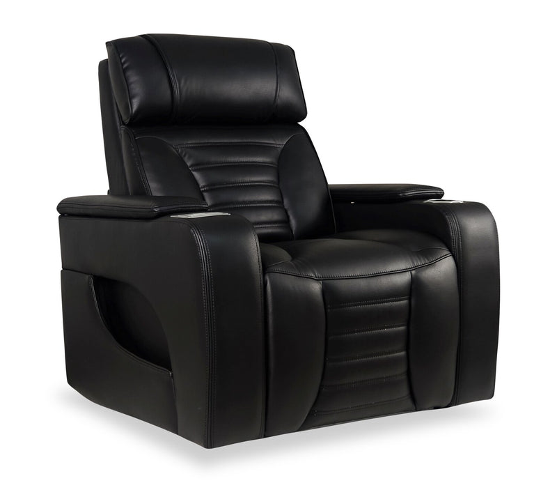 Zen 40\" Leather-Look Fabric Power Reclining Massage Chair with Power Headrest and Heated Seat - Black