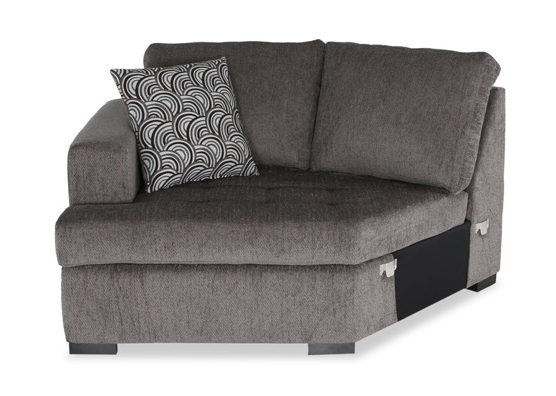 Made in Canada Legend 2-Piece Left-Facing Chenille Fabric Cuddler Sleeper Sectional - Pewter Brown