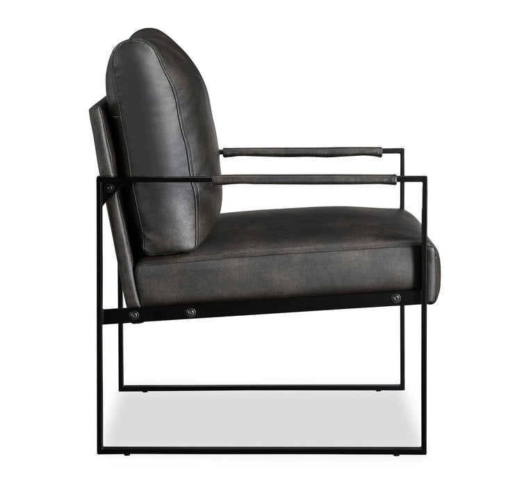 Nico 24.75\" Faux Leather Accent Chair with Metal Legs - Dark Grey