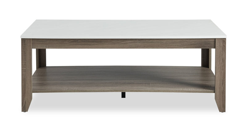 Carlton 47.5” Modern 2-Pack Coffee + End Table with Shelf - Taupe