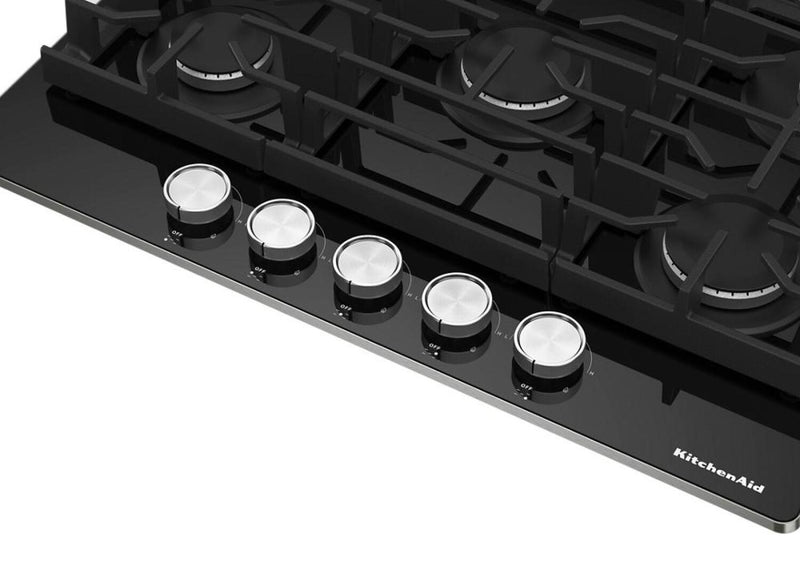 KitchenAid 36\" Gas-on-Glass Cooktop - KCGG536PBL