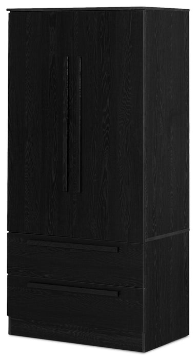 Alex Bedroom 2-Drawer Chest with Storage Cabinet, 33\"W x 68.5\"H - Black