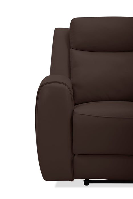 Reign 41.25\" Top-Grain Genuine Leather Power Reclining Chair with USB Port - Silverado Chocolate Brown
