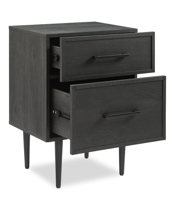 Brax Bedside 2-Drawer Nightstand, 18\"W x 25.75\"H - Black