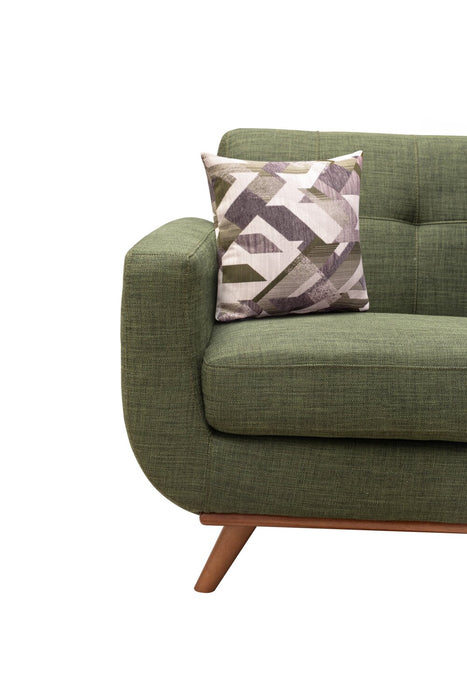 Kort & Co. Freeman 37\" Linen-Look Fabric Chair with Wood Legs and Tufted Back Cushion - Avocado Green
