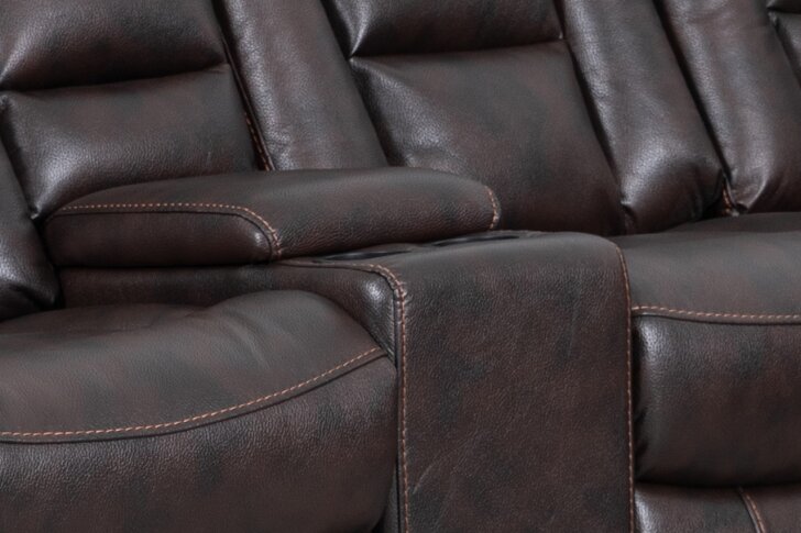 Leo 5-Piece Leather-Look Fabric Reclining Sectional with Armless Reclining Chair - Walnut Brown