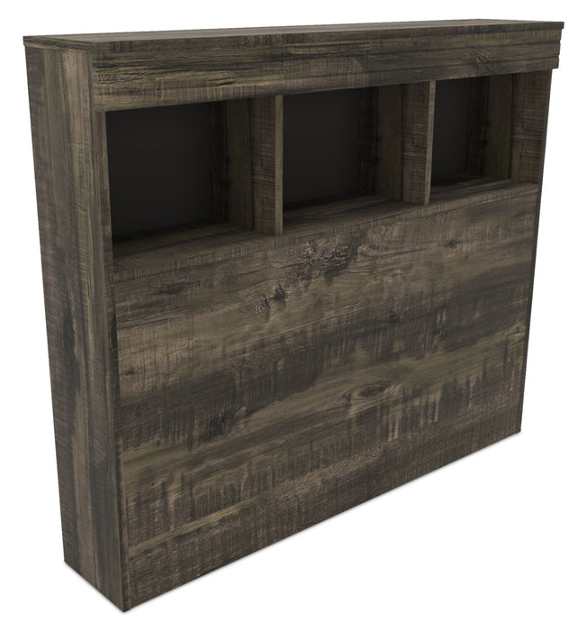 Riley Mates Bed with Bookcase Headboard Set for Kids, Made in Canada, Grey - Twin Size