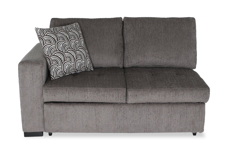 Made in Canada Legend 2-Piece Right-Facing Chenille Fabric Cuddler Sleeper Sectional - Pewter Brown