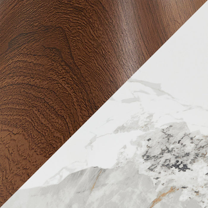 Alwin 19.5” Modern Round End Table with White Sintered Stone Top - Brown