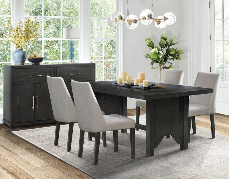 Emery Dining Table with 72-96\"W Extension, Wood - Black