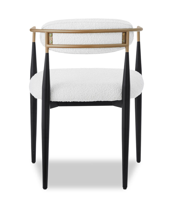 Kort & Co. Capri Dining Armchair with Boucle Fabric & Gold Accent, Metal - White