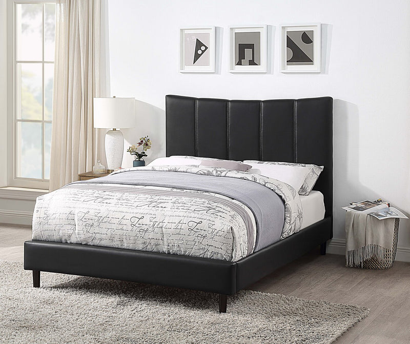 Paseo Platform Bed in Black Vegan-Leather Fabric - Full Size
