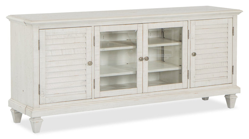 Baron 114\" Rustic 4-Piece Pine Entertainment Centre with Storage and Cable Management for TVs up to 70” - Alabaster