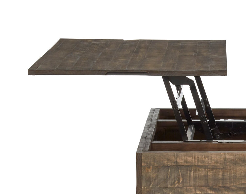 Elm 48” Rustic Pine Lift Top Coffee Table with Storage and Casters - Brown