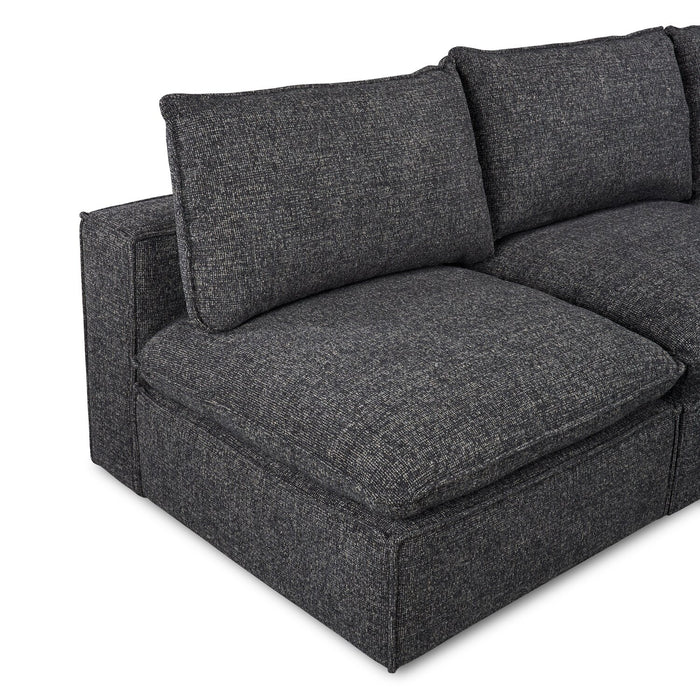 Fusion Modular 5-Piece Charcoal Grey Chenille Fabric Armless Sectional with Removable Feather Down Back Cushions