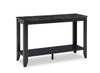 Roma  44\" Rustic Sofa Table with Shelf - Black Marble Look
