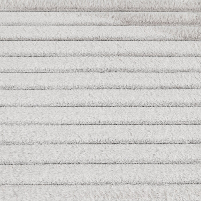 Faux Fur Channel Light Grey Area Rug with Memory Foam Backing - 7' x 10'