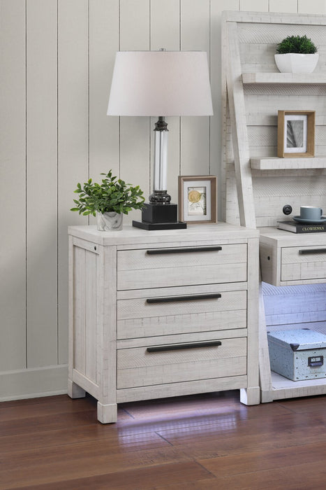Haven Bedside 3-Drawer Nightstand with USB Port, 26\"W x 28\"H - White