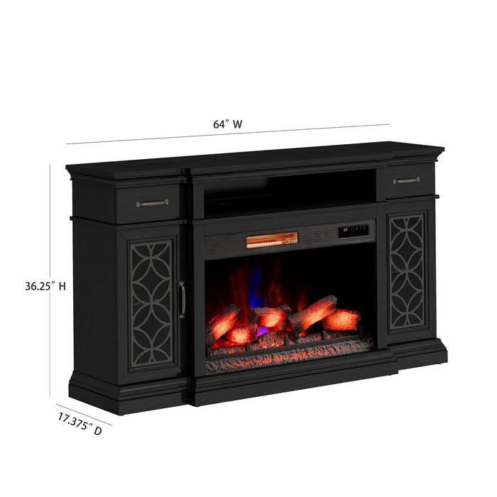 Zenith 64\" Electric Fireplace TV Stand with Storage for TVs up to 70\" - Black