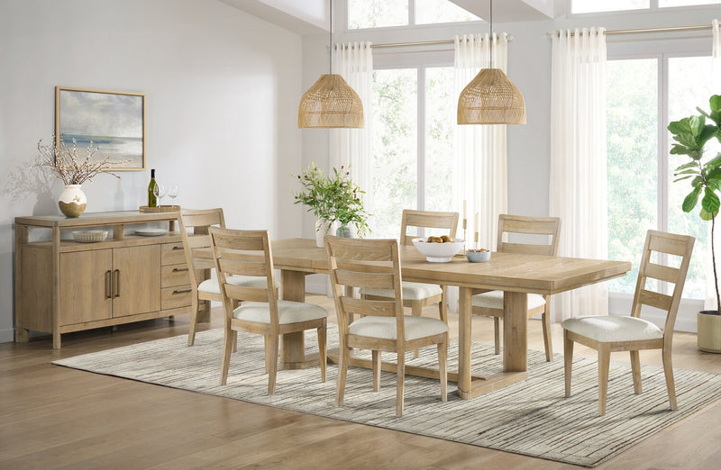 Aspen 7pc Dining Package with 80-104\" Extension Table & 6 Chairs, Fabric - Natural