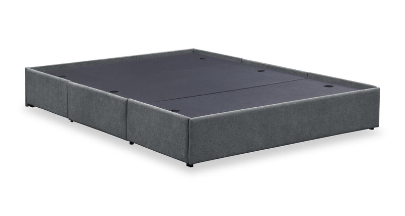 Amos Upholstered Storage Bed in Charcoal Fabric with Channelled Headboard & 3 Built-in Drawers - Queen Size