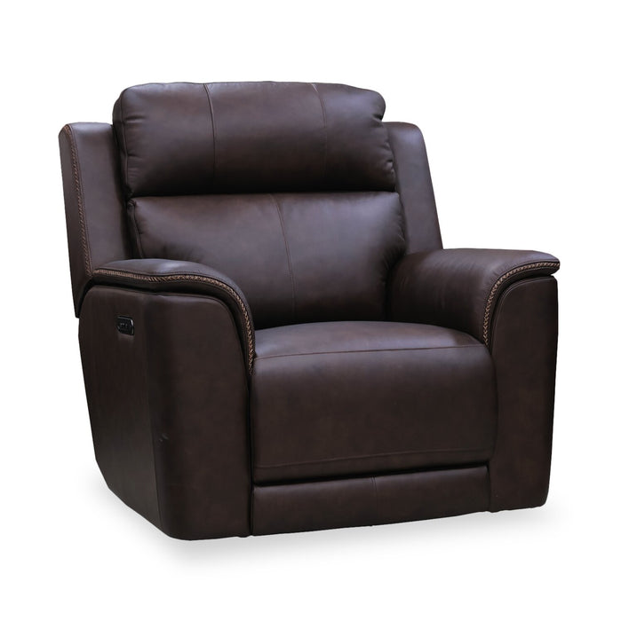 Vibe 40\" Genuine Leather Massage Power Reclining Chair with Immersive Audio and Power Headrests - Brown
