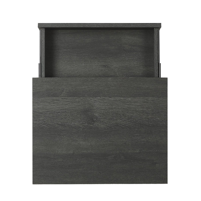 Fynn Bedside 1-Drawer Nightstand with Storage Shelf, 18\"W x 25.75\"H - Brown/Black