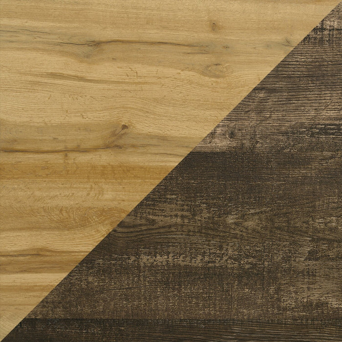 Silas Platform Bed with Headboard & Frame, LED, Rustic Brown - King Size