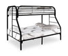 Logan Bunk Bed with Ladders & Guard Rail for Kids, Black Metal - Twin/Full