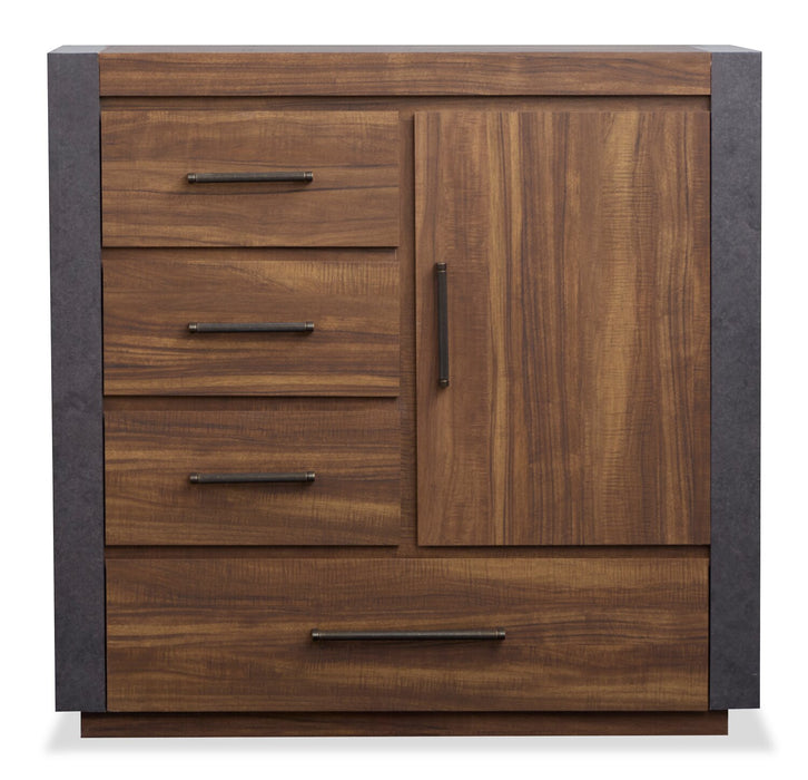 Dante Bedroom 4-Drawer Chest with Storage Cabinet, 46\"W x 45\"H - Brown