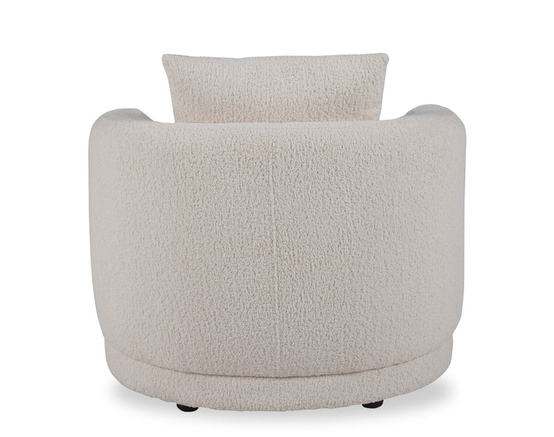 Moon 35.8\" Fabric Curved Chair with Accent Pillow - Wooly Almond White