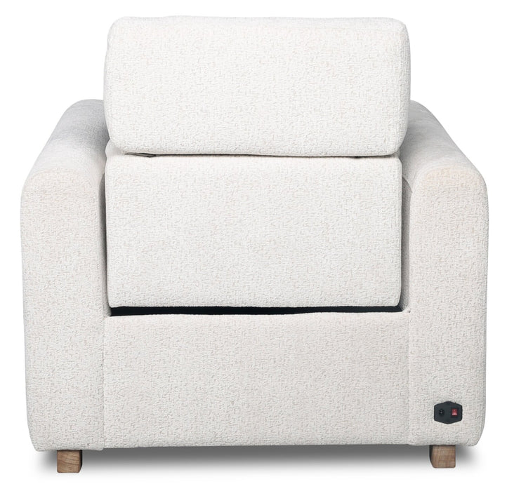 Sable 38\" Chenille Fabric Power Reclining Chair with Power Headrest and USB Port - Alabaster White