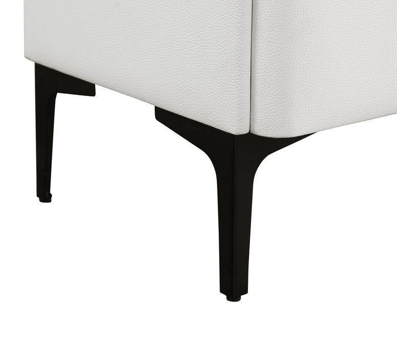 Nova Upholstered Bedside 2-Drawer Nightstand with Sintered Stone Top, 20.25\"W x 22.5\"H - White