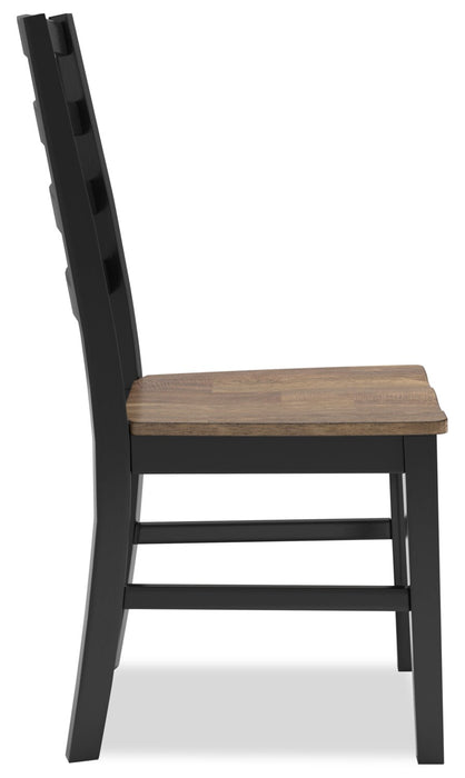 Raven Dining Chair, Ladder-Back - Two-Tone Black & Brown